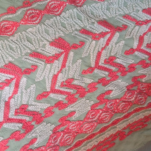 One World Sage Green Embroidered Caftan Cover Up One Size - Picture 4 of 9